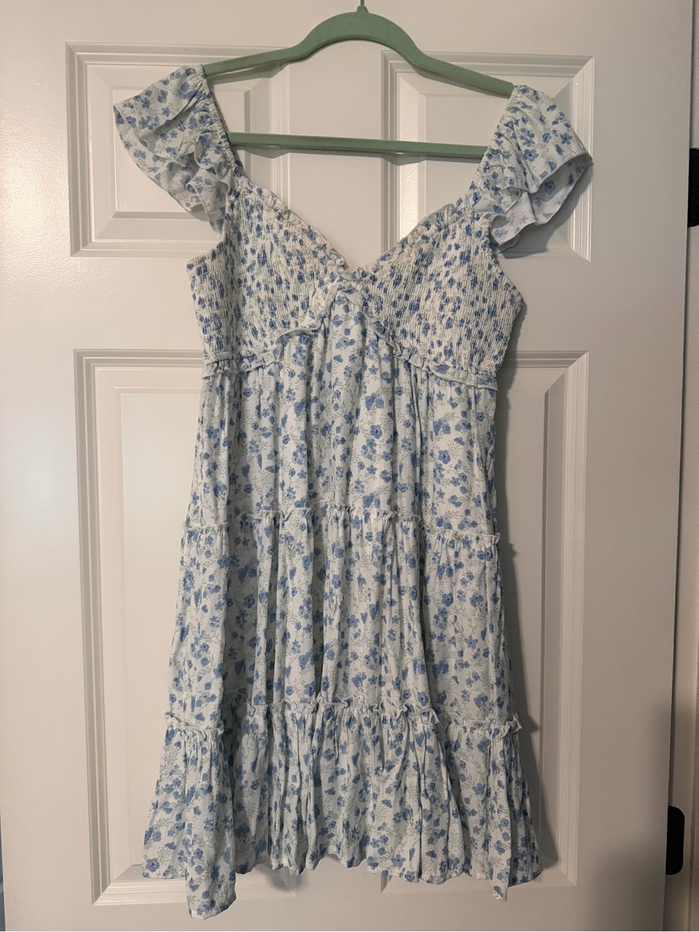 Altar'd State Blue and White Floral Tiered Sundress
